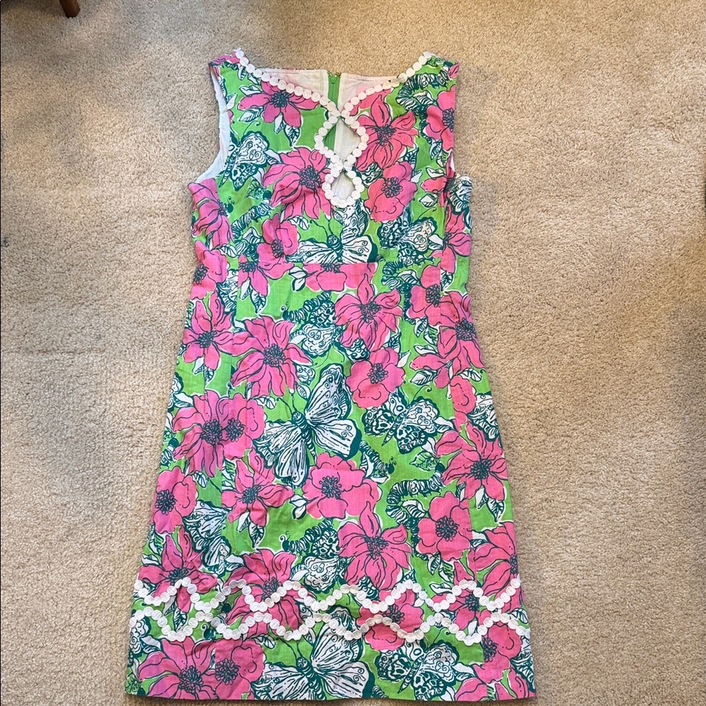 Lilly Pulitzer Green and Pink Floral Midi Dress